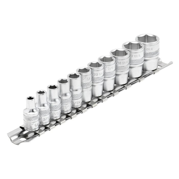 Draper Expert Imperial Socket Set on a Metal Rail, Sq. Dr. (11 Piece) 1-3
