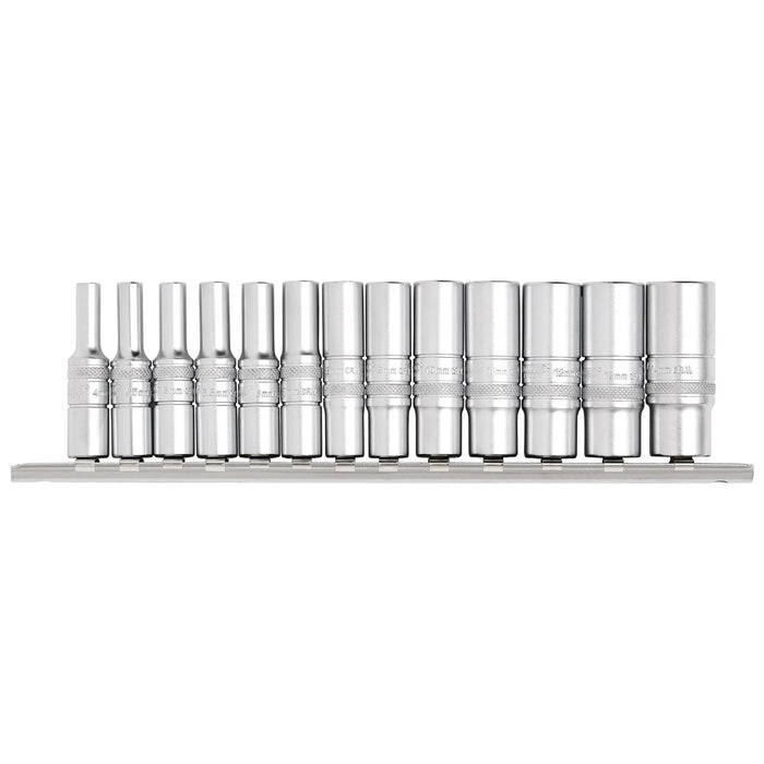 Draper Expert Deep Metric Socket Set on a Metal Rail, 1/4" Sq. Dr. (13 Piece)
