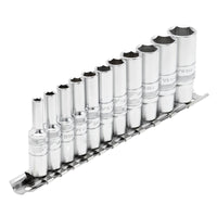 Draper Expert Imperial Deep Socket on Metal Rail, 1/4" Sq. Dr. (11 Piece)
