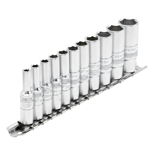 Draper Expert Imperial Deep Socket on Metal Rail, 1/4" Sq. Dr. (11 Piece) - image 1