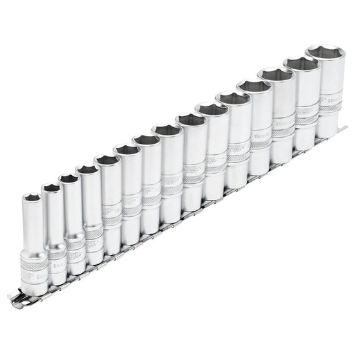 Draper Expert Metric Deep Socket Set on a Metal Rail, 3/8" Sq. Dr. (15 Piece) - image 1