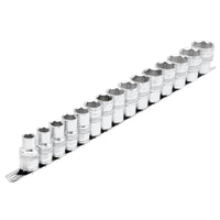 Draper Expert HI-TORQ® Metric Socket Set on a Metal Rail, Sq. Dr. (15 Piece) 1-3