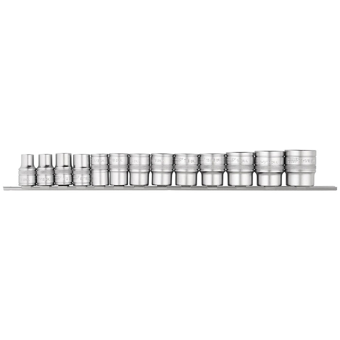 Draper Expert Imperial Socket on a Metal Rail, 1/2" Sq. Dr. (13 Piece) - H13A/SR