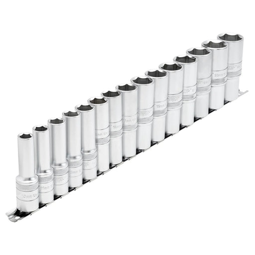 Draper Expert Metric Deep Socket on a Metal Rail, 1/2" Sq. Dr. (15 Piece) - image 1