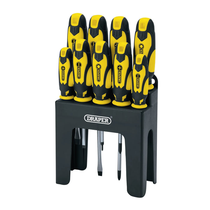 Draper Soft Grip Screwdriver Set, Yellow (9 Piece) - 864/9/Y
