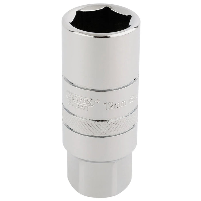 Draper Expert 12mm Thread 6 Point Spark Plug Socket, 3/8" Sq. Dr., 18mm