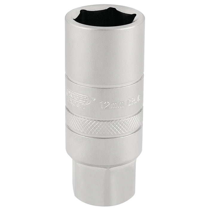 Draper Expert 12mm Thread 6 Point Satin Chrome Spark Plug Socket, 3/8" Sq. Dr.