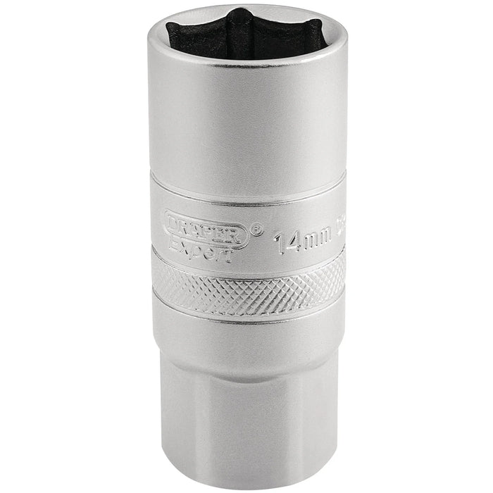 Draper Expert 14mm Thread 6 Point Satin Chrome Spark Plug Socket, 1/2" Sq. Dr.