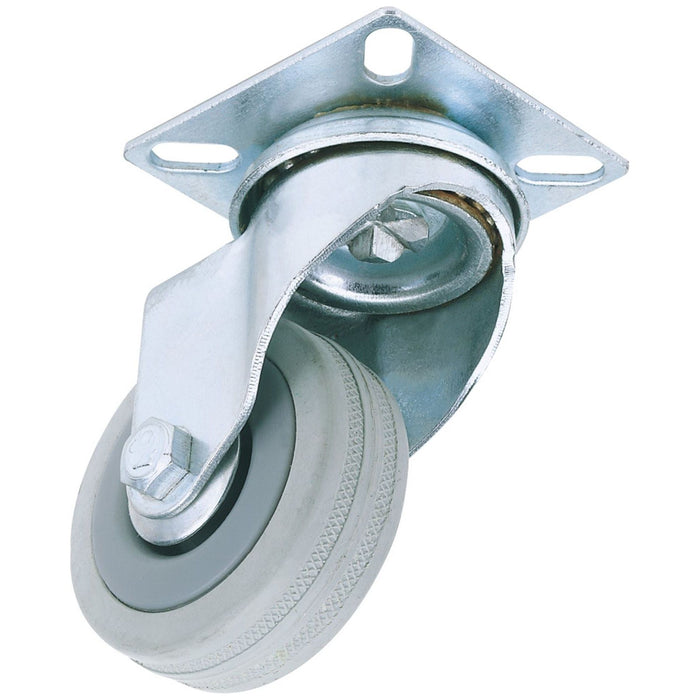 Draper Swivel Plate Fixing Rubber Castor, 50mm Diameter, S.W.L. 50kg 65468 Draper - Town Tools 