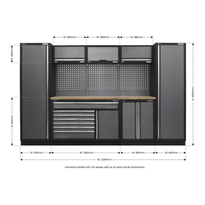 Sealey Superline Pro 3.24m Storage System Pressed Wood Worktop APMSSTACK13W