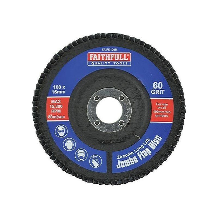 Faithfull Abrasive Jumbo Flap Disc 100mm Medium Faithfull - Town Tools