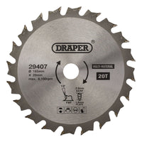 Draper TCT Multi-Purpose Circular Saw Blade, 165 x 20mm, 20T 29407