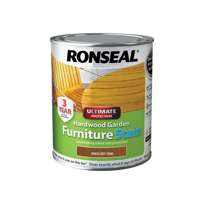 Ronseal Ultimate Protection Hardwood Garden Furniture Stain English Oak 750ml Ronseal - Town Tools