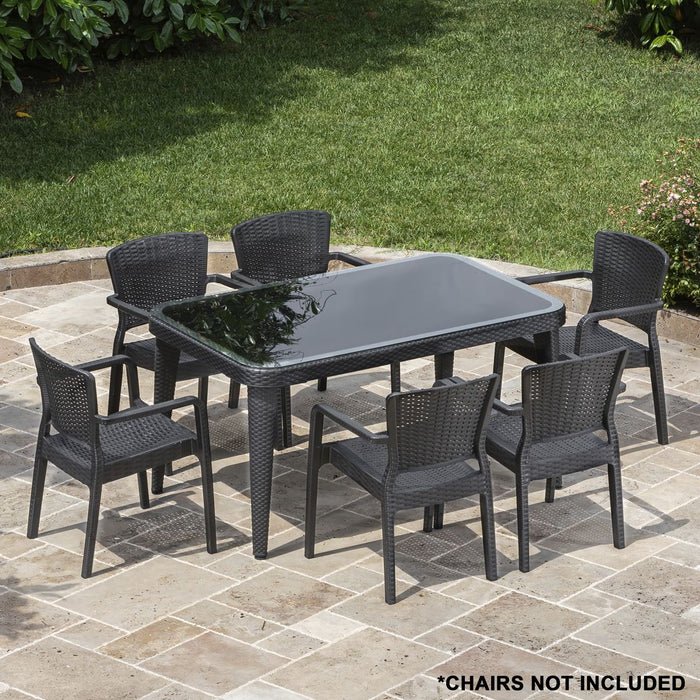 Dellonda Dining Tables with Tempered Glass Top 150 x 90 x 76cm - Anthracite