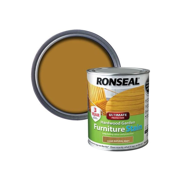 Ronseal Ultimate Protection Hardwood Garden Furniture Stain Natural Matt 750ml Ronseal - Town Tools