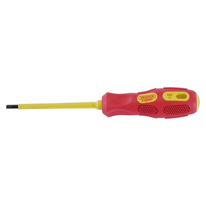 Draper VDE Approved Fully Insulated Plain Slot Screwdriver, 4.0 x 100mm (Display