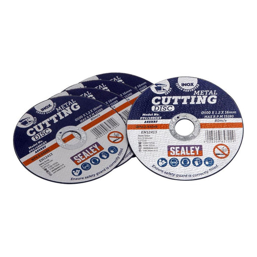 Sealey Cutting Disc100 x 1.2mm16mm Bore Pack of 5 PTC/100CET5 Sealey - Town Tools 