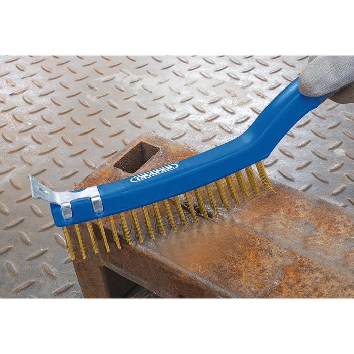 Draper Brass Wire Scratch Brush with Scraper, 350mm - WBSC14BR