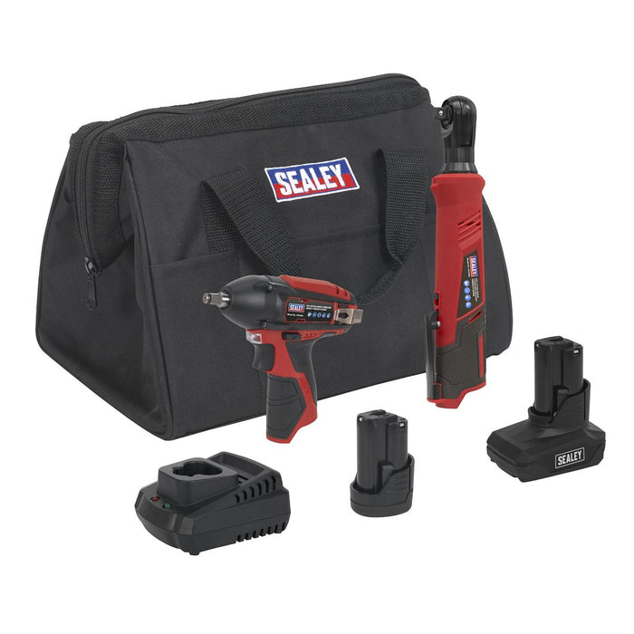 Sealey 2 x SV12 Series Cordless Power Tool Combo Kit 12V - 2 Batteries Sealey - Town Tools 