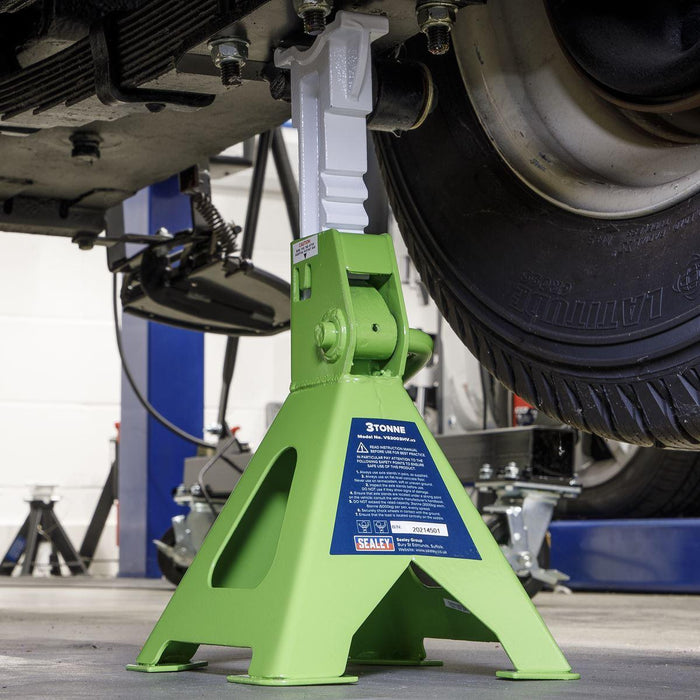 Sealey AXLe Stands (Pair) 3 Tonne Capacity per Stand Ratchet Type Hi-Vis Green