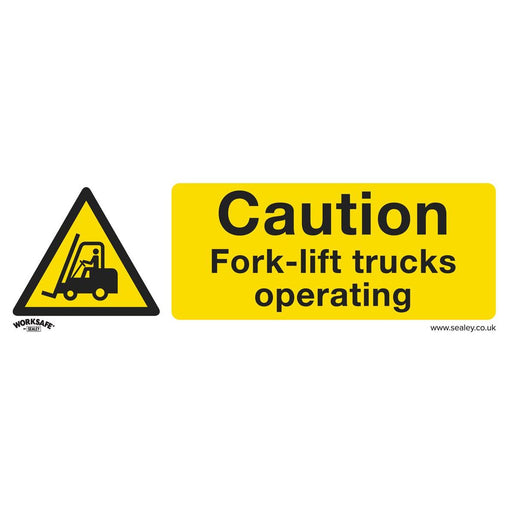 Sealey Warning Safety Sign Caution Fork-Lift Trucks Self-Adhesive Vinyl Pack of Sealey - Town Tools 