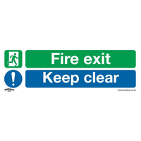 Sealey Safe Conditions Safety Sign Fire Exit Keep Clear Self-Adhesive Vinyl Pack