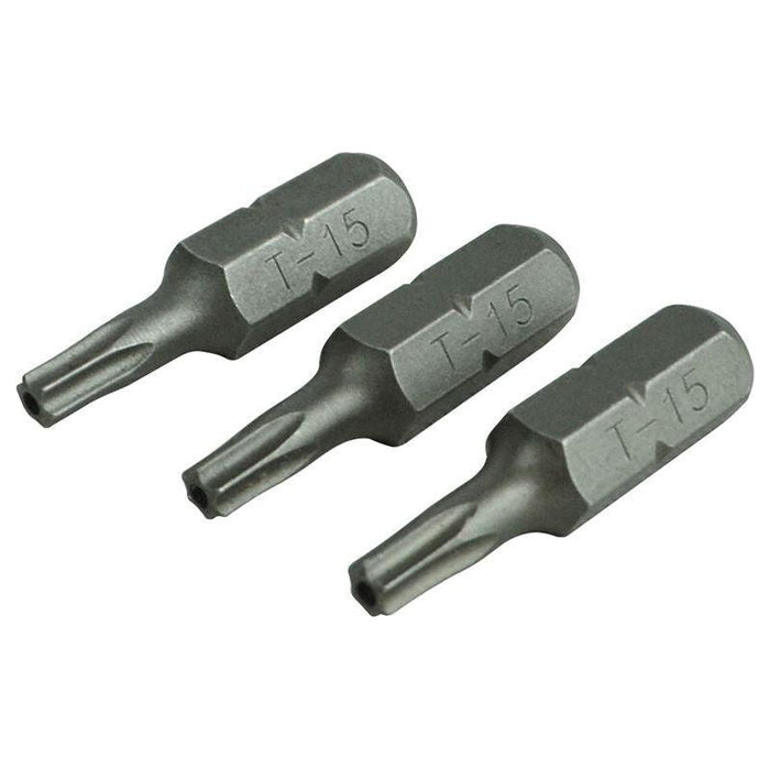 Faithfull Security S2 Grade Steel Screwdriver Bits T15S x 25mm (Pack 3) Faithfull - Town Tools