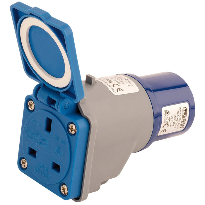 Draper 230V Adaptor with 16A Plug to 13A Socket - 240VMP1