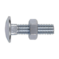 Sealey Coach Bolt & Nut M10 x 40mm Zinc Pack of 50 CBN1040