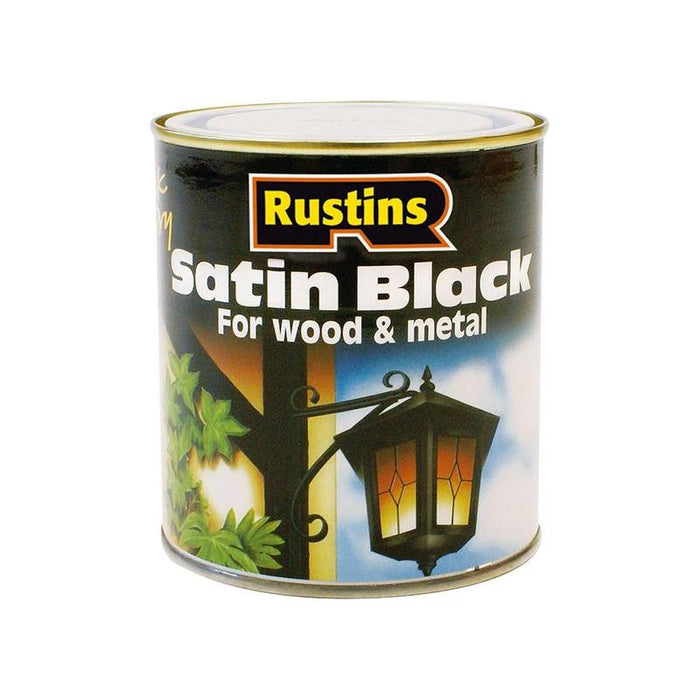 Rustins Satin Black Paint Quick Drying 250ml Rustins - Town Tools