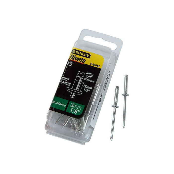 Stanley® Hand Tools 1-PAA48 Aluminium Rivets Long 3 x 12mm Pack of 15 STANLEY® Hand Tools - Town Tools