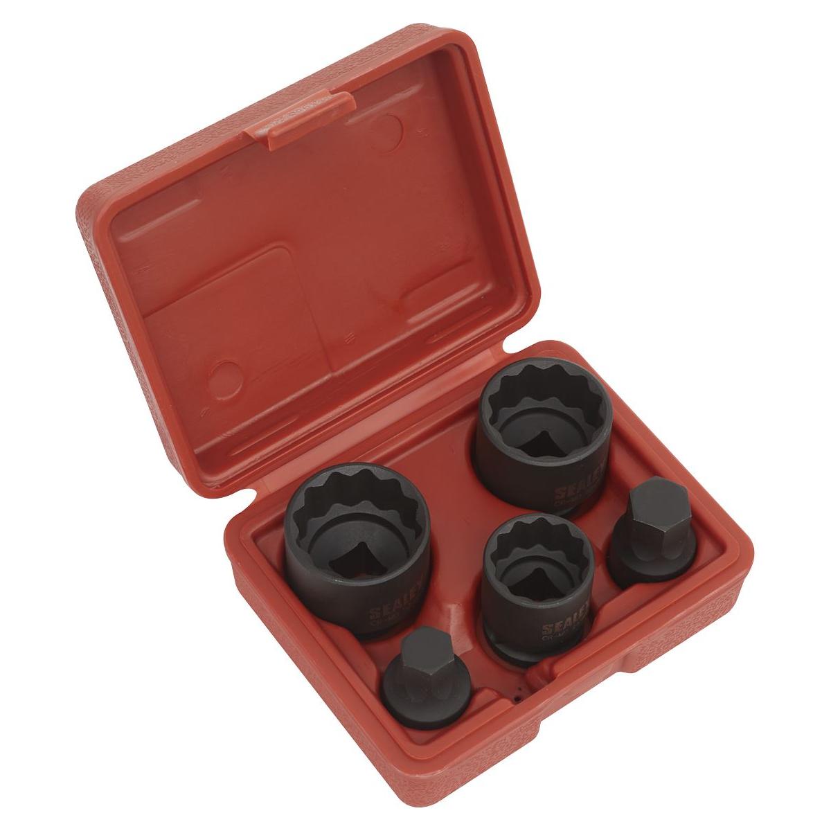 Sealey Impact Hub Socket & Socket Bit Set 5pc 12-Point 1/2"Sq Drive SX053 Sealey - Town Tools 