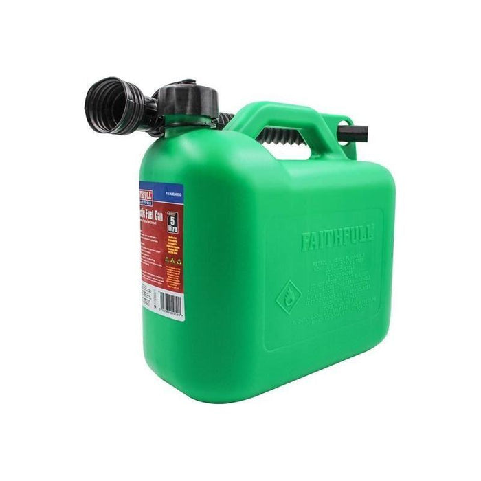 Faithfull Plastic Fuel Can Green 5 litre Faithfull - Town Tools