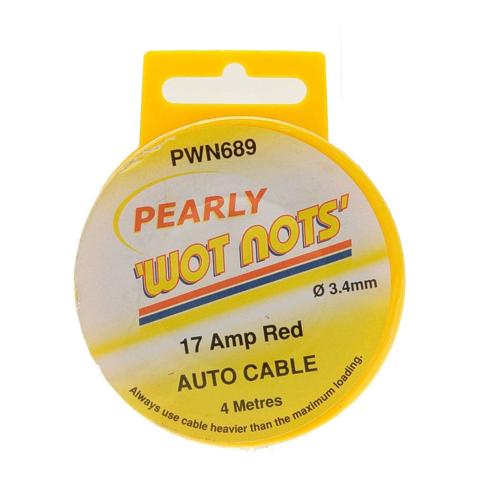 Wot-Nots 1 Core Cable - Red - 4m - 17A Pearl Automotive - Town Tools 