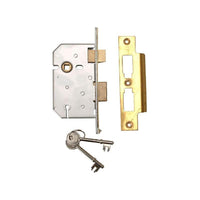 Union 2277 3 Lever Mortice Sashlock Polished Brass 65mm 2.5in Visi