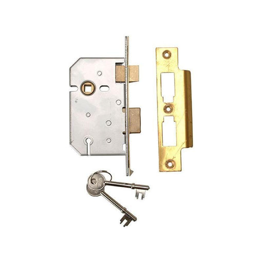Union 2277 3 Lever Mortice Sashlock Polished Brass 65mm 2.5in Visi UNION - Town Tools