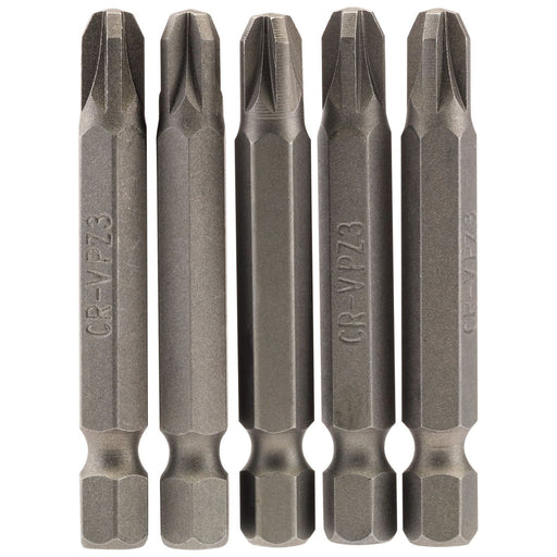 Draper PZ Type Insert Bit, 1/4" Hex, 50mm Long, No.3 (Pack of 5) 64286 Draper - Town Tools 