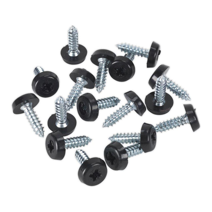 Sealey Numberplate Screw Plastic Enclosed Head 4.8 x 18mm Black Pack of 50 PTNP3 Sealey - Town Tools 