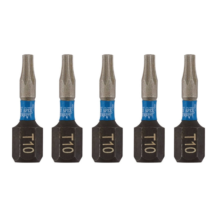 Draper Expert TX-STAR Impact Screwdriver Bits, T10 x 25mm, 1/4" Hex (Pack of 5) Draper - Town Tools 