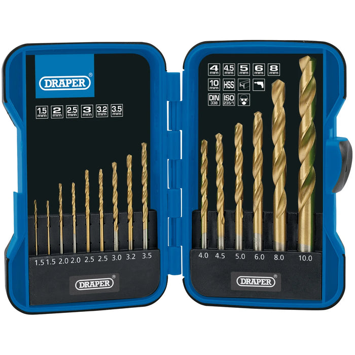 Draper HSS Titanium Nitride Coated Drill Bit Set (15 Piece) - DBTS1