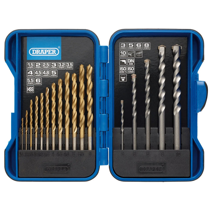 Draper Metric Combination HSS and Masonry Drill Bit Set (17 Piece) - EBS17COM