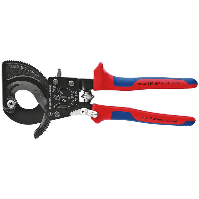 KNIPEX 95 31 250 Ratchet Action Cable Cutter, 250mm - 95 31 250