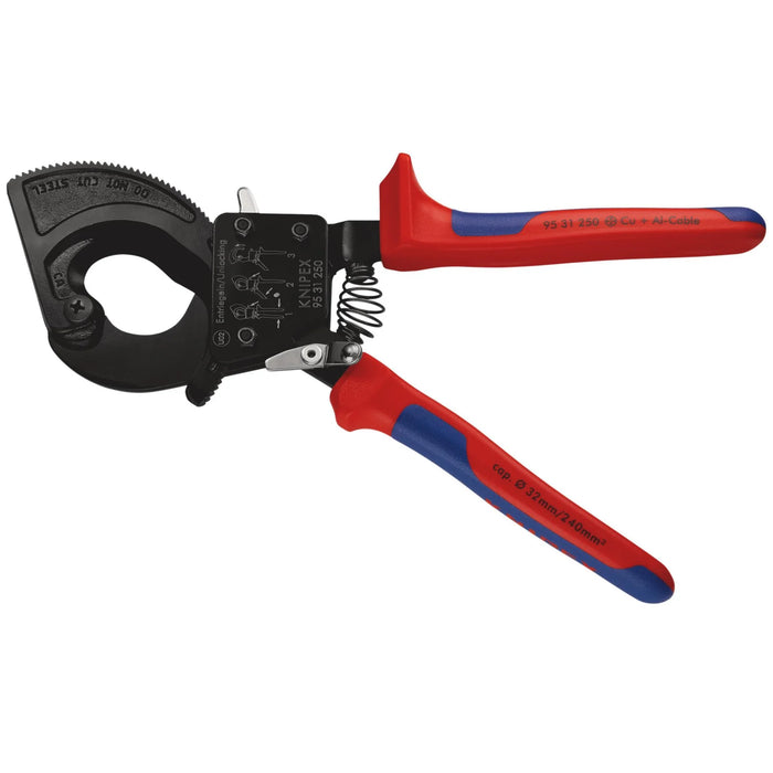 KNIPEX 95 31 250 Ratchet Action Cable Cutter, 250mm - 95 31 250