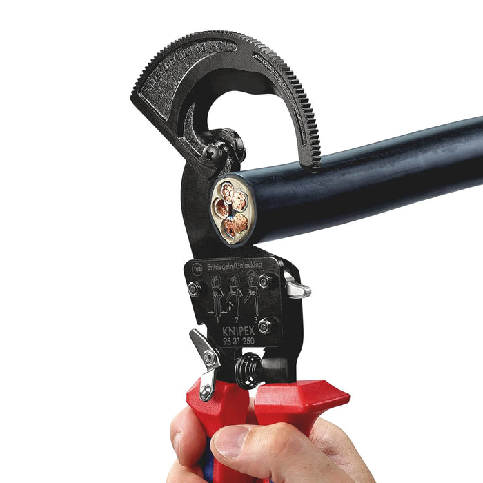 KNIPEX 95 31 250 Ratchet Action Cable Cutter, 250mm - 95 31 250