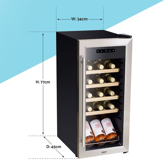 Baridi 18 Bottle Wine Fridge & Cooler - Stainless Steel DH29