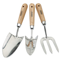 Draper Stainless Steel Hand Fork and Trowels Set with Ash Handles (3 Piece)