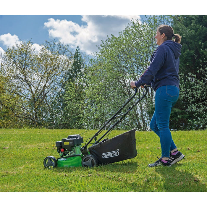 Draper Steel Deck Petrol Lawn Mower, 420mm, 132cc/3.3HP 08671 Draper - Town Tools 