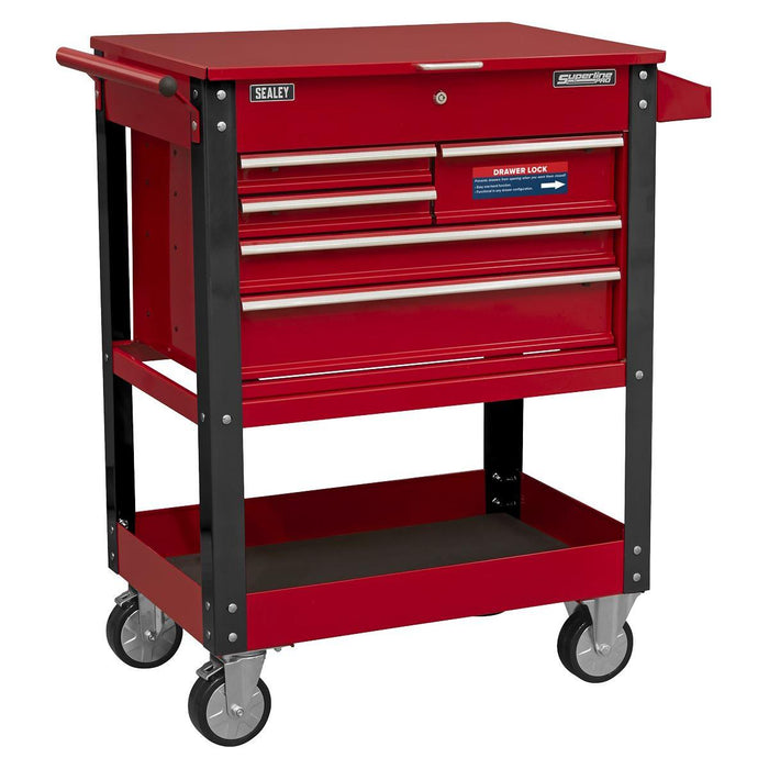 Superline PRO Heavy-Duty Mobile Tool & Parts Trolley 5 Drawers & Lockable Top Superline Pro - Town Tools 