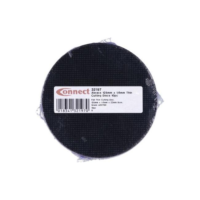 Connect Abracs Extra Thin Flat Cutting Discs 125mm x 1.6mm 10pc 32197 Tool Connection - Town Tools 