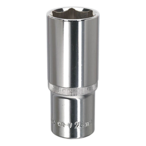 Sealey WallDrive Socket 24mm Deep 1/2"Sq Drive Fully Polished SP1224D Sealey - Town Tools 